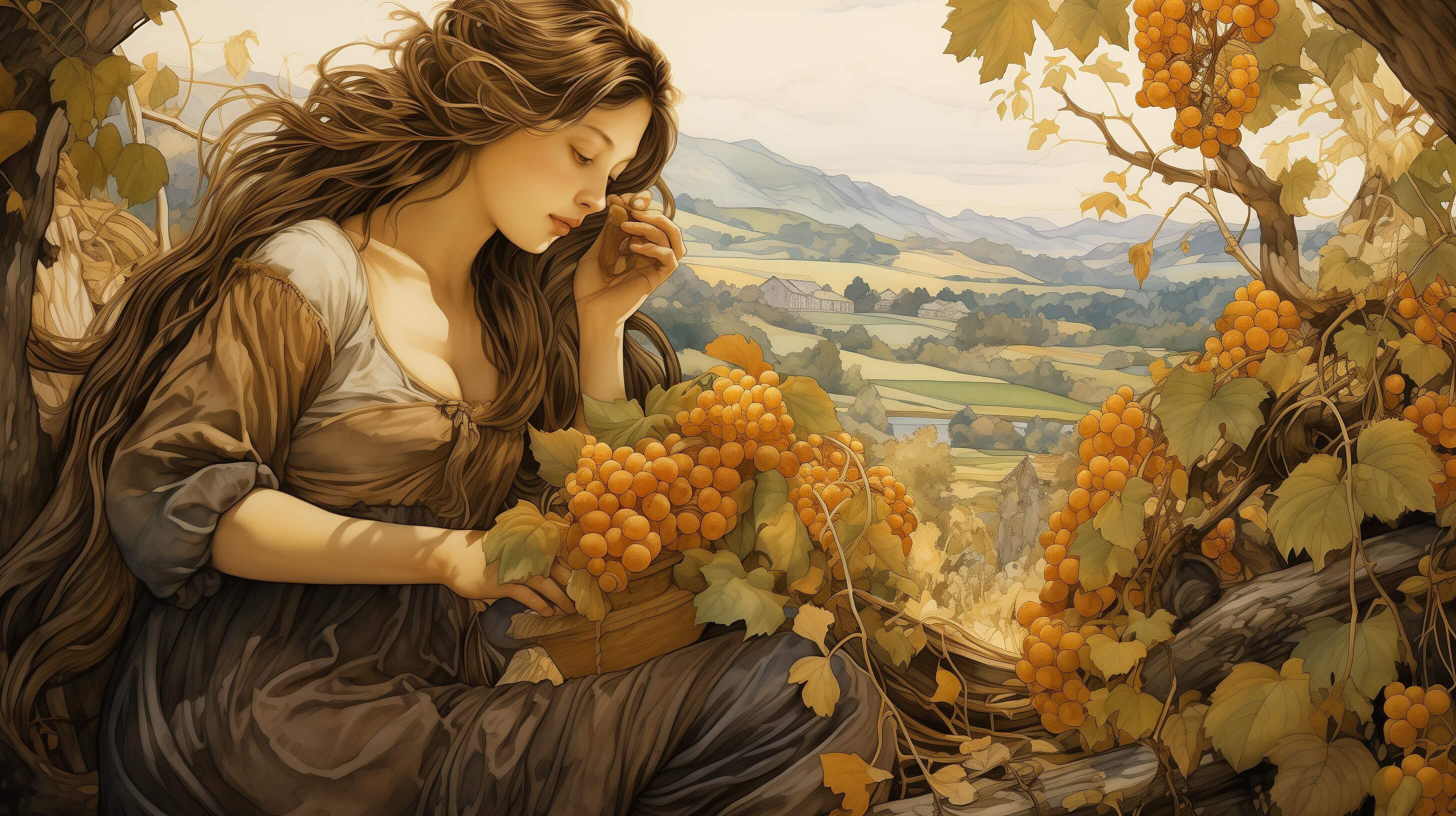 Woman with grapes