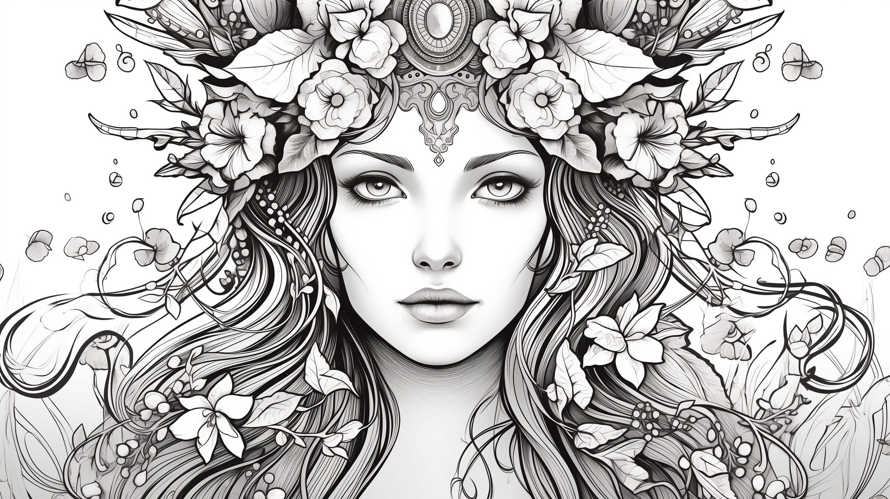 Boho princess coloring page