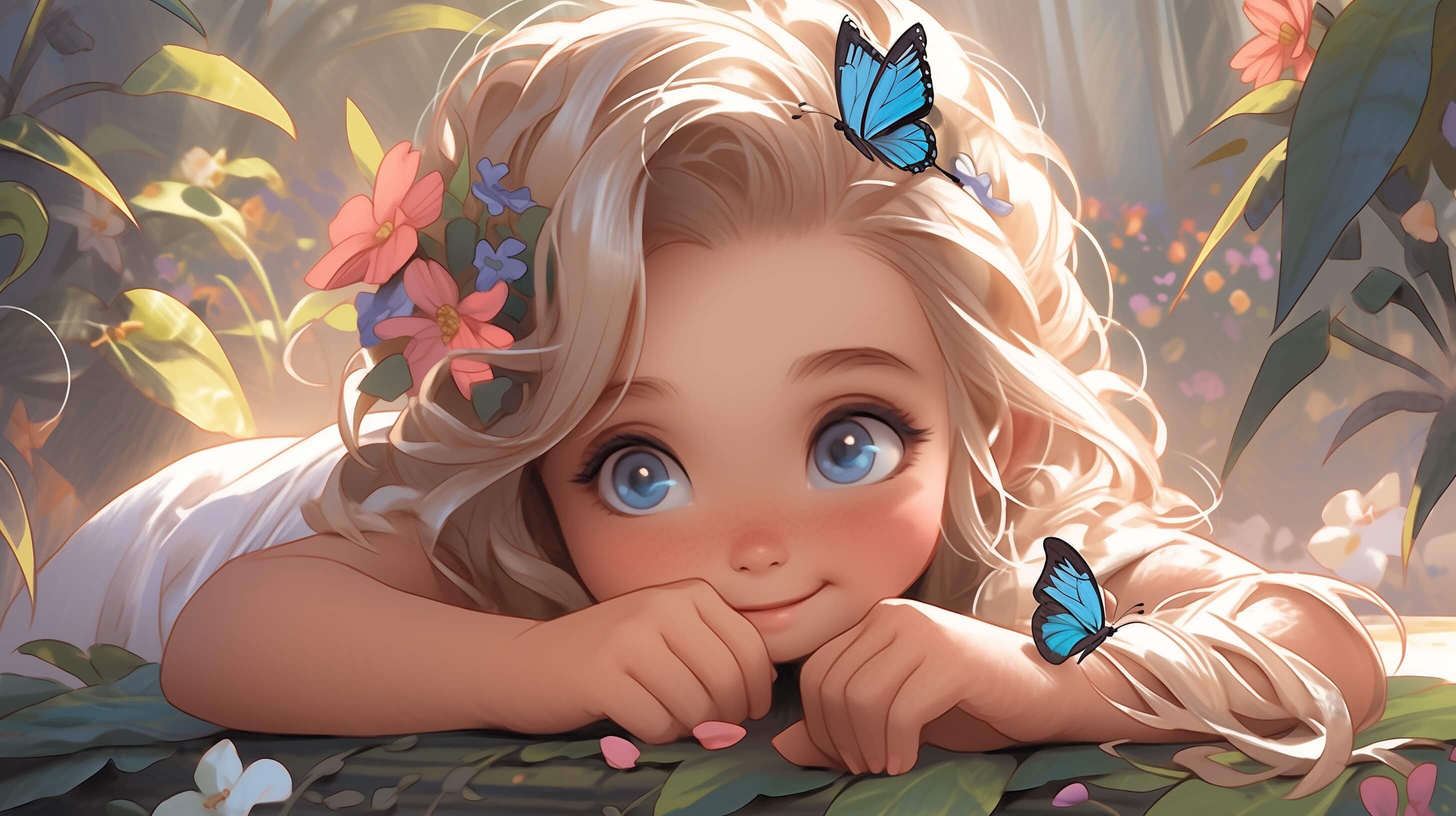 Girl with butterflies